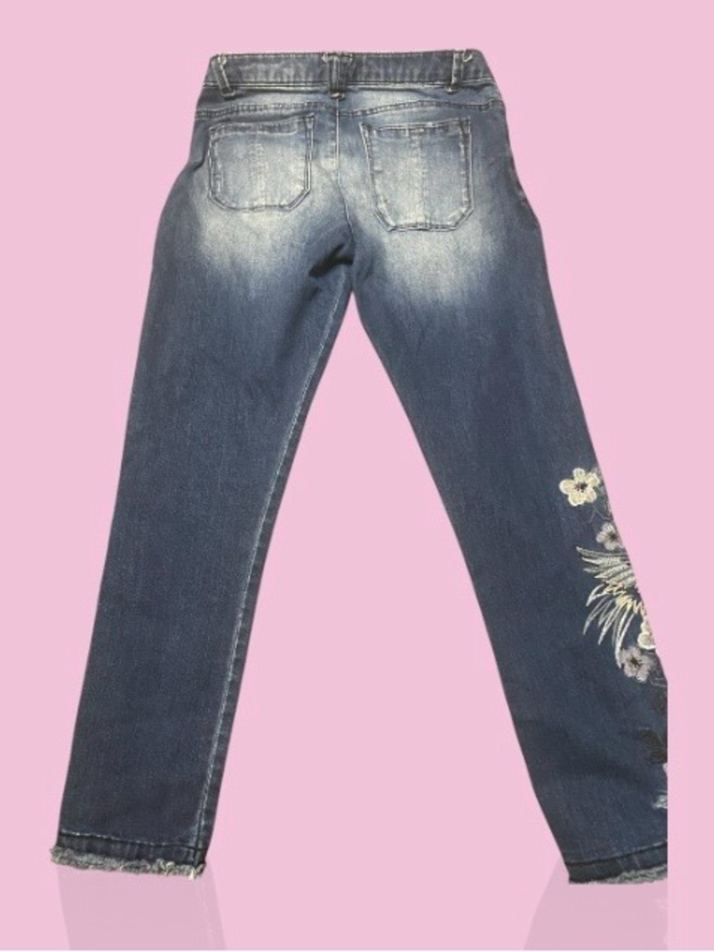 Democracy Floral Embroidered Skinny Jeans - Blue - Picture 7 of 8